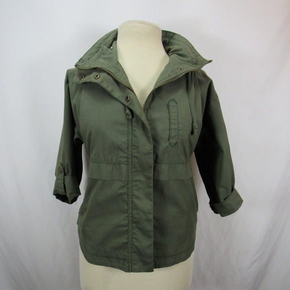 Ecote Jackets & Blazers - Ecote Military Green Crop Hooded Coat Jacket